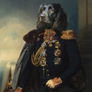 Portrait de teckel en officier oeuvre de Daniel Trammer