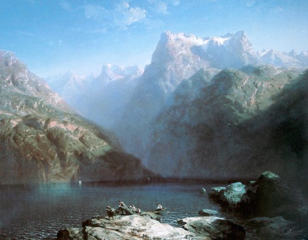 Paysage des Alpes et du lac oeuvre de Daniel Trammer