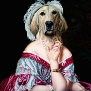 Portrait de Golden retriever en Baronne oeuvre de Daniel Trammer