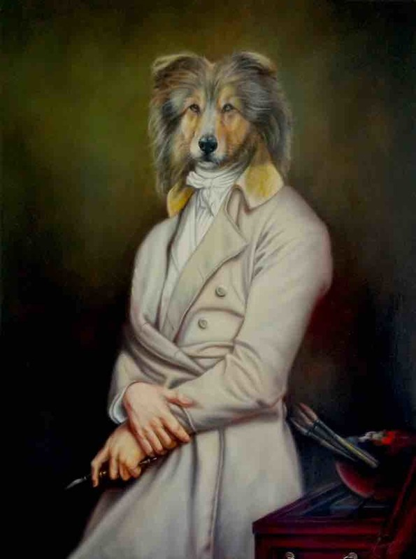 Portrait de Border Collie oeuvre originale de artiste Daniel trammer